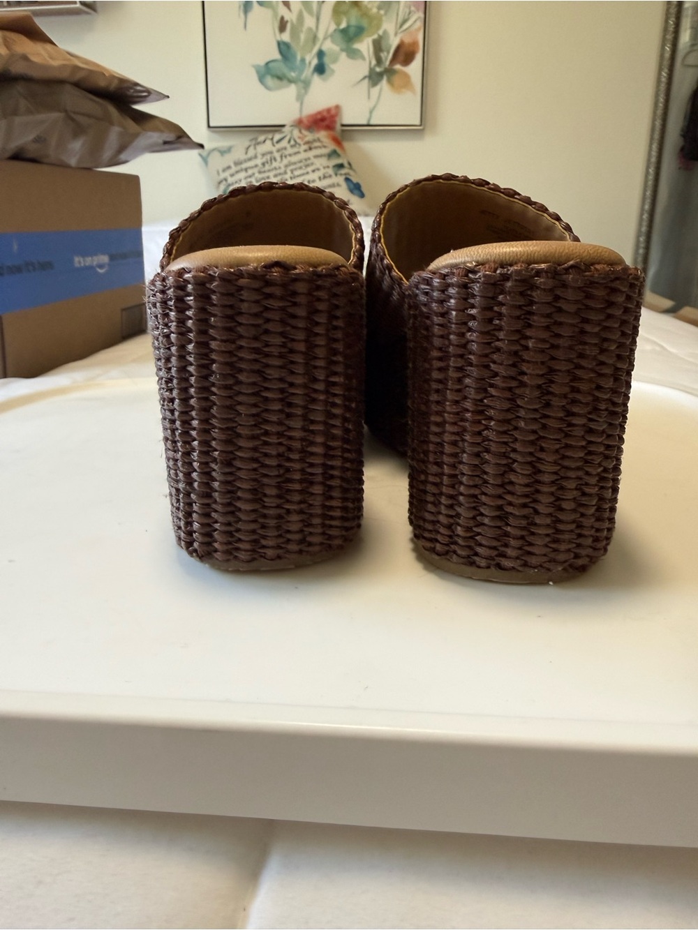 NWT- Steve Madden Rafia Slide Wedge Sandals in Dark Brown. Sz. 5 - Picture 4 of 8